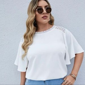 White butterfly sleeve blouse
